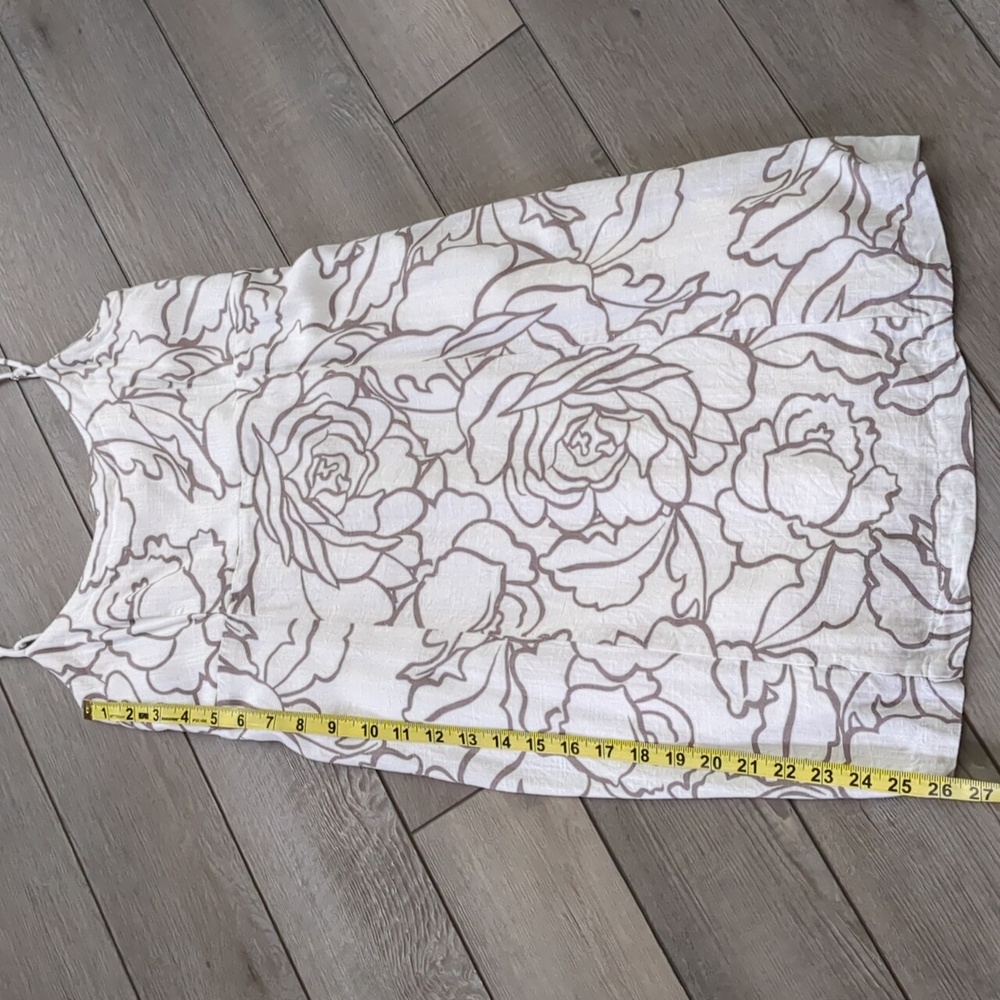 White and Brown Floral Dress With Button Detailing - Picture 8 of 11